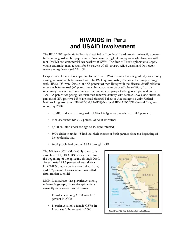 HIV/AIDS in Peru and USAID involvement