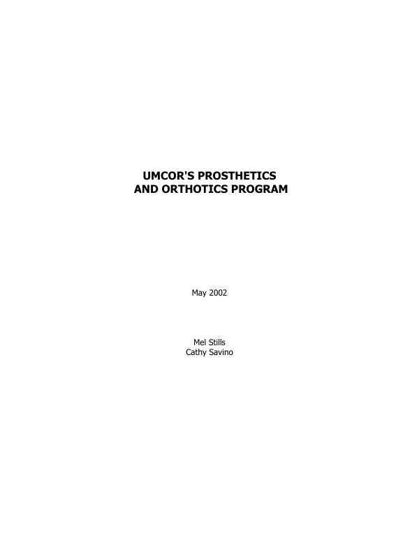 UMCOR"s [United Methodist Committee on Relief] prosthetics and orthotics program