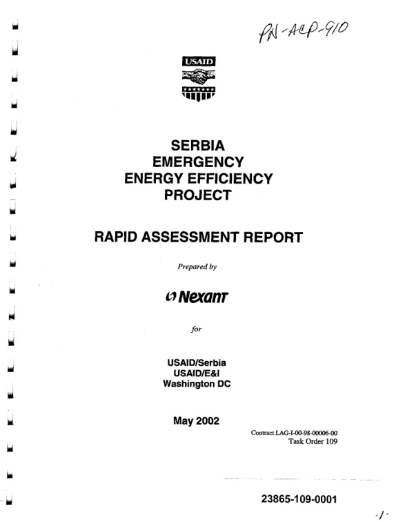 Serbia emergency energy efficiency project : rapid assessment report