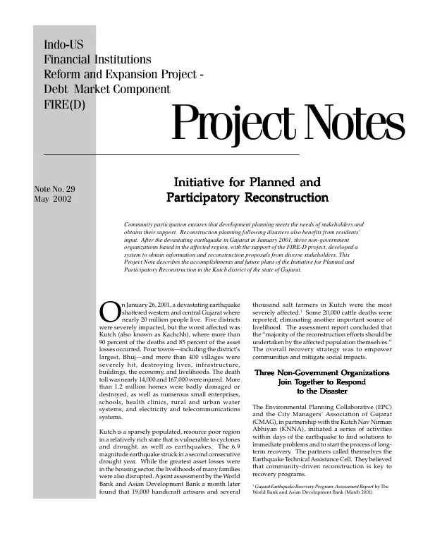 Initiative for planned and participatory reconstruction