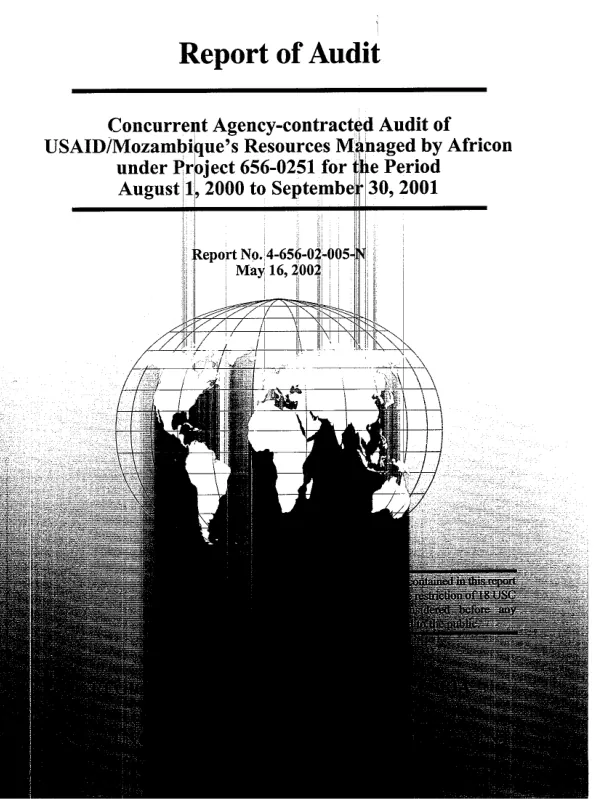Concurrent agency-contracted audit of USAID/Mozambique"s resources managed by Africon under 656-0251 for the period August 1, 2000 to September 30, 2001