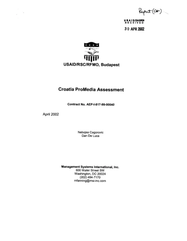 Croatia ProMedia assessment