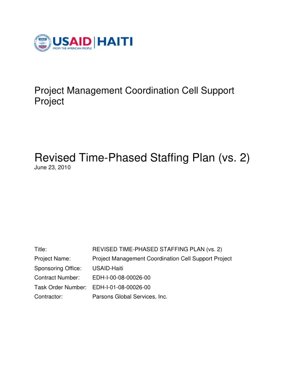 Revised time-phased staffing plan (vs. 2)