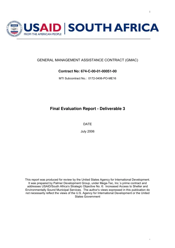 Final evaluation report : deliverable 3