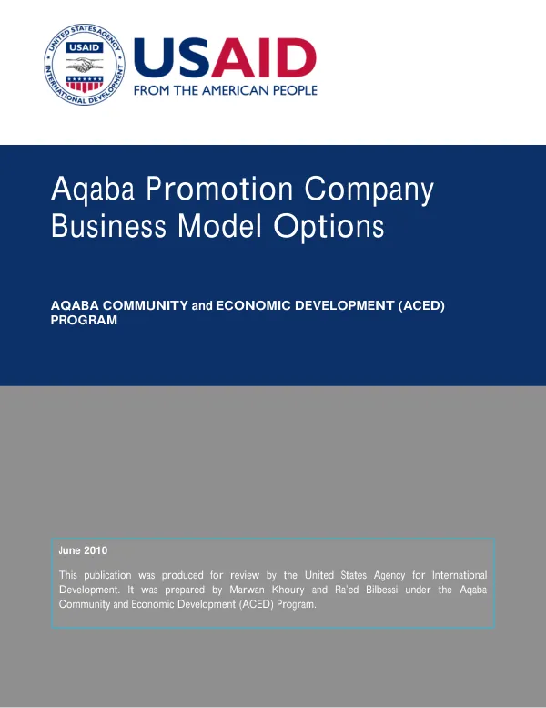 Aqaba promotion company : business model options
