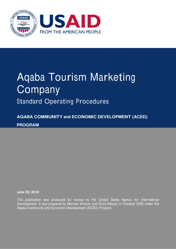 Aqaba tourism marketing company : standard operating procedures