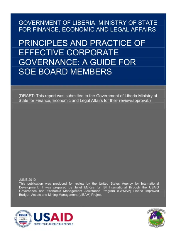 Principles and practice of effective corporate governance : a guide for SOE board members