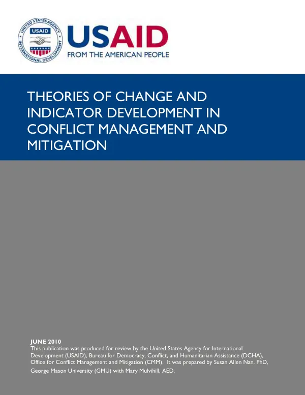 Theories of change and indicator development in conflict management and mitigation