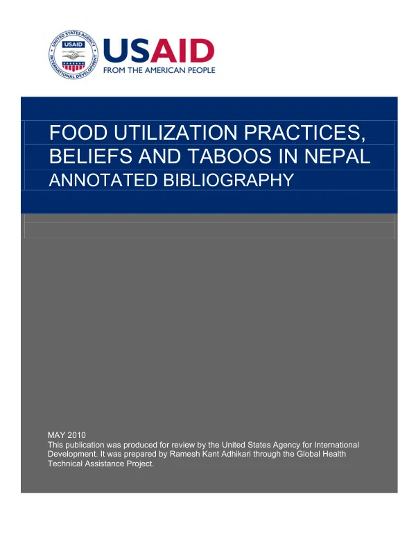 Food utilization practices, beliefs and taboos in Nepal : annotated bibliography