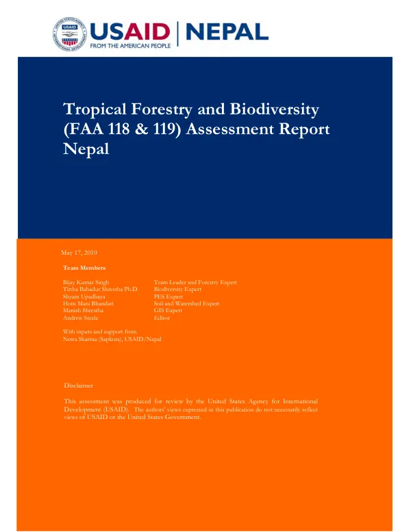 Tropical forestry and biodiversity (FAA 118 & 119) assessment report : Nepal