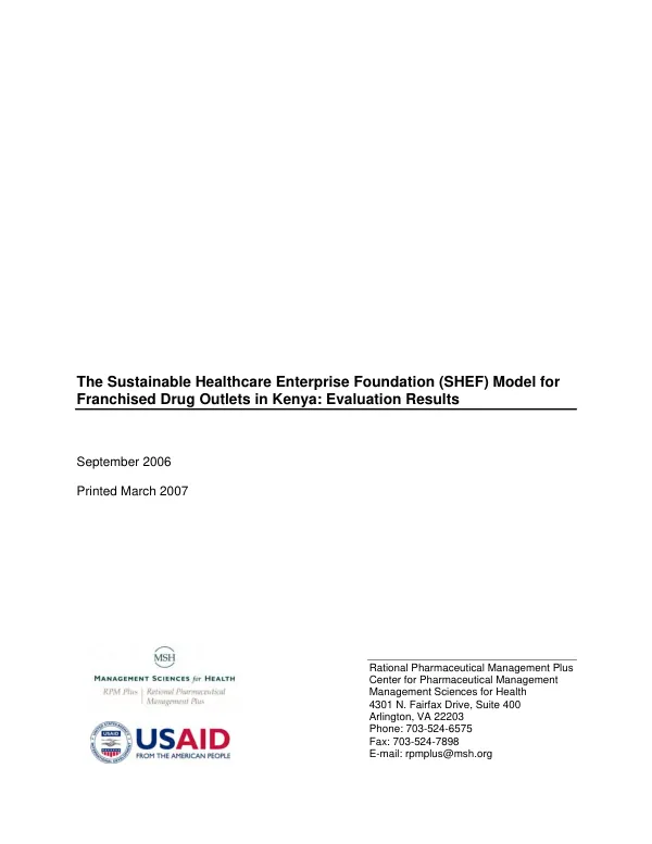 The Sustainable Healthcare Enterprise Foundation (SHEF) model for franchised drug outlets in Kenya : evaluation results