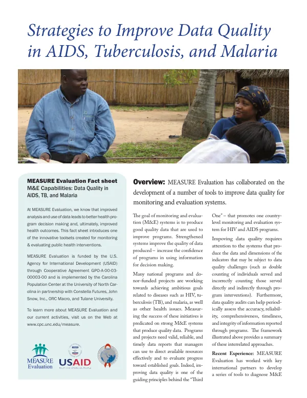 Strategies to improve data quality in AIDS, tuberculosis, and malaria