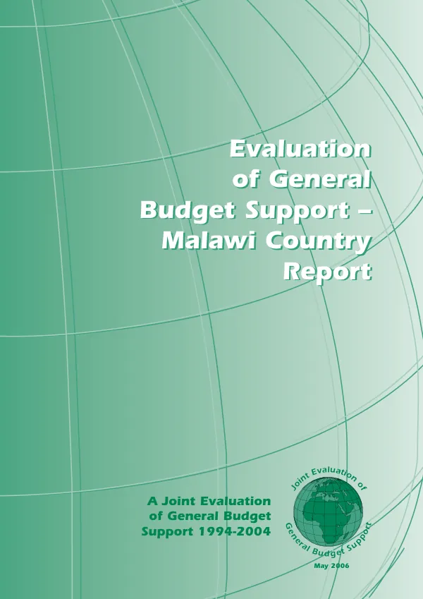 Evaluation of general budget support -- Malawi country report