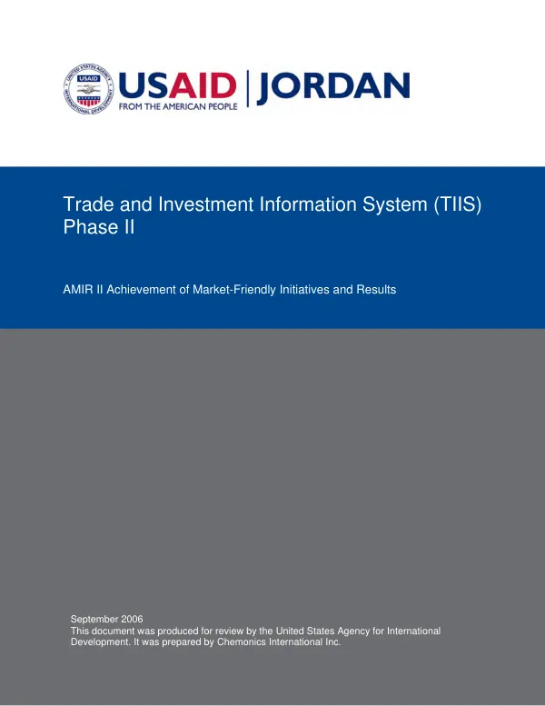 Trade and investment information system (TIIS) : phase II report -- final