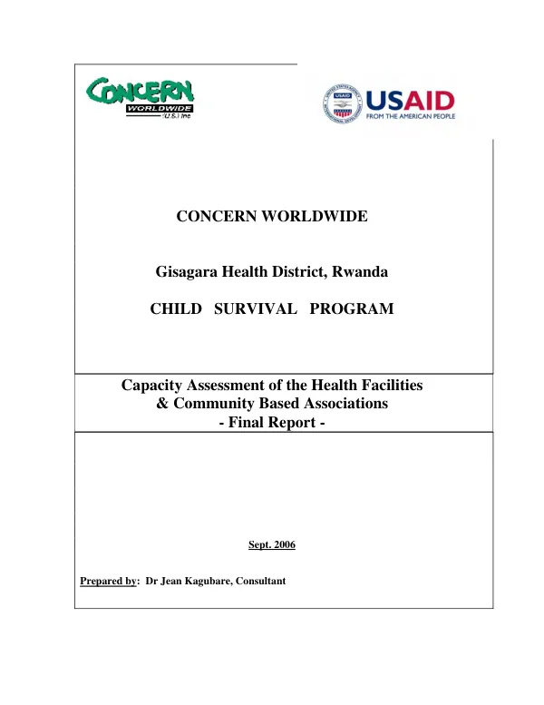 Capacity assessment of the health facilities & community based associations : final report
