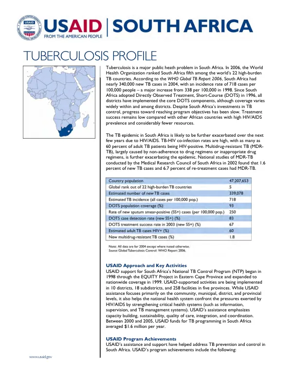 [South Africa] tuberculosis profile