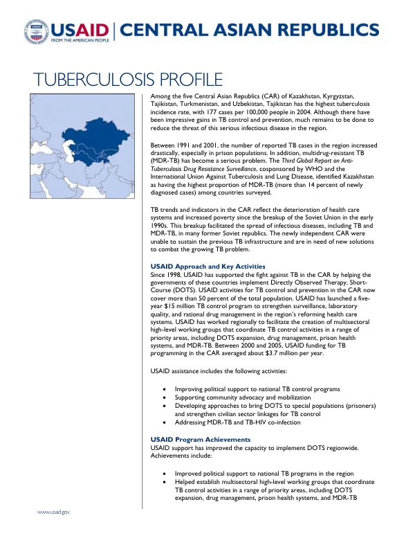 [Central Asian Republics] tuberculosis profile