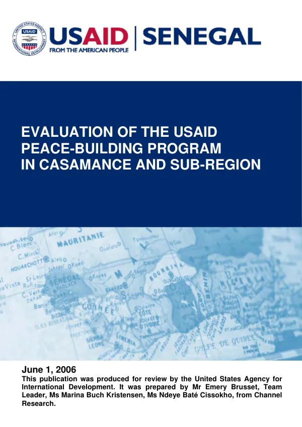 Evaluation of the USAID peace-building program in Casamance and sub-region