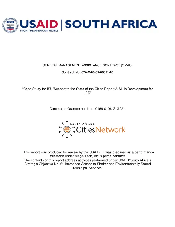 Case study for ISU/support to the State of the Cities Report & skills development for LED [: final report]