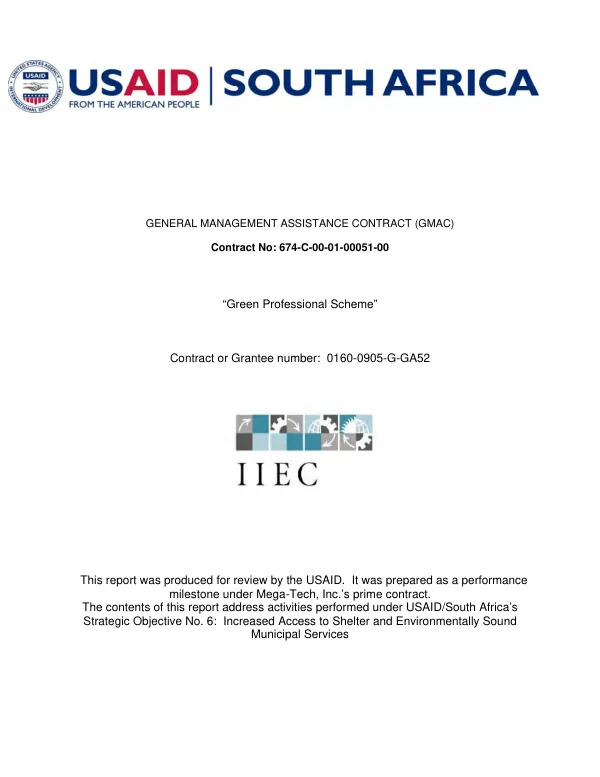 Green professional scheme [: final report]