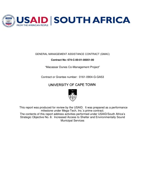 Macassar Dunes co-management project [: final report]