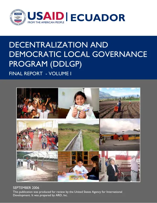 Decentralization and democratic local governance program (DDLGP) : final report, volume I