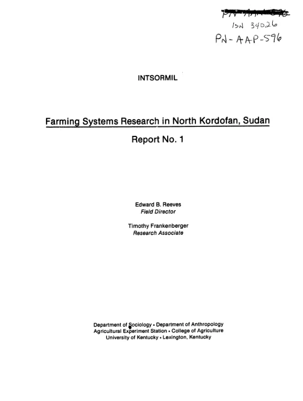 Socio-economic constraints to the production, distribution, and consumption of millet, sorghum, and cash crops in North Kordofan, Sudan