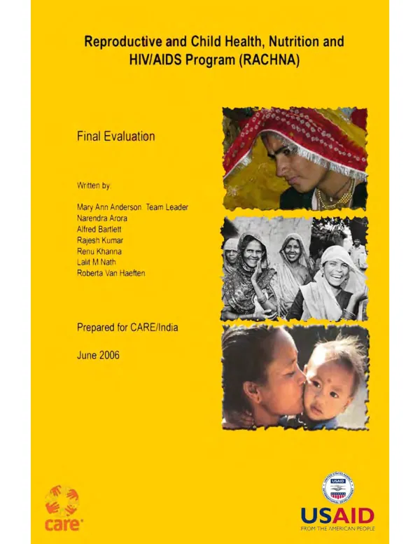 Reproductive and child health nutrition and HIV/AIDS program (RACHNA) : final evaluation