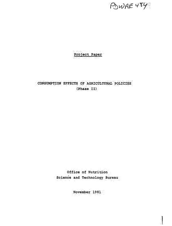 Consumption effects of agricultural policies (phase II)