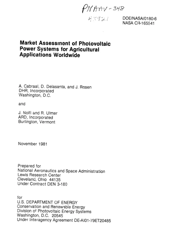Market assessment of photovoltaic power systems for agricultural applications worldwide