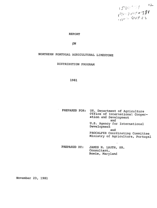 Report on northern Portugal agricultural limestone distribution program, 1981