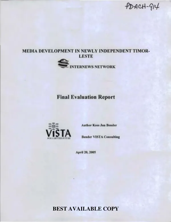 Media development in newly independent Timor-Leste : final evaluation report