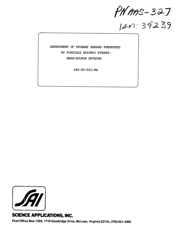 Assessment of tsunami hazard presented by possible seismic events : near-source effects