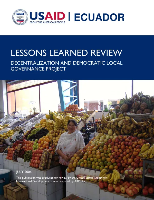 Lessons learned review : decentralization and democratic local governance project