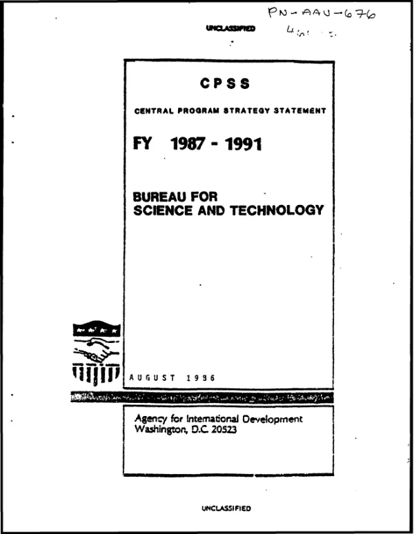 CPSS central program strategy statement, FY 1987-1991 : Bureau for Science and Technology