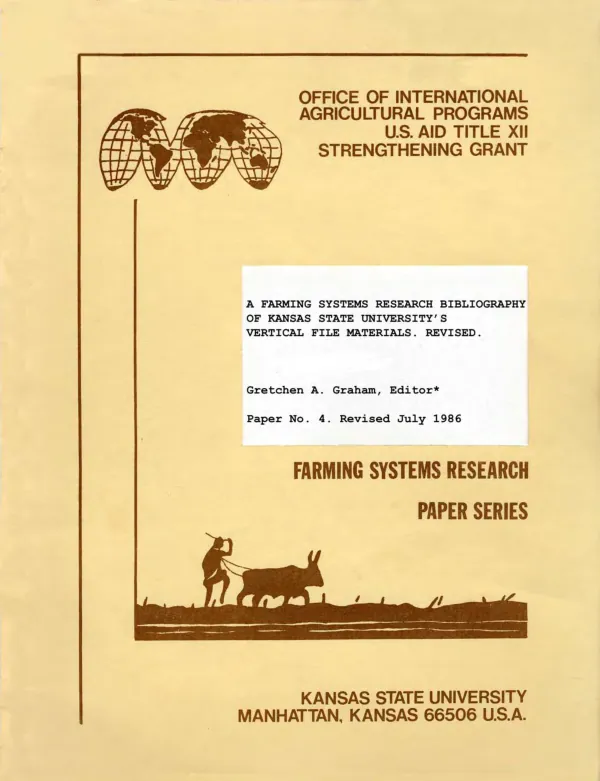 A farming systems research bibliography of Kansas State University"s vertical file materials (revised)