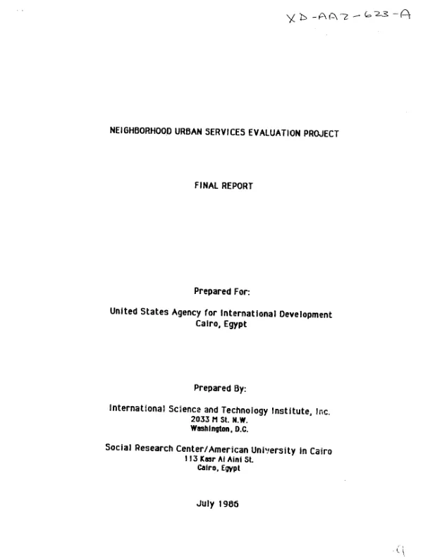 Neighborhood urban services evaluation project : final report