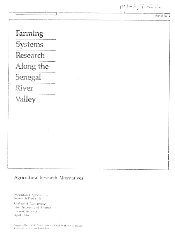 Farming systems research along the Senegal River Valley : agricultural research alternatives