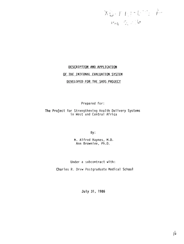 Description and application of the internal evaluation system developed for the SHDS project