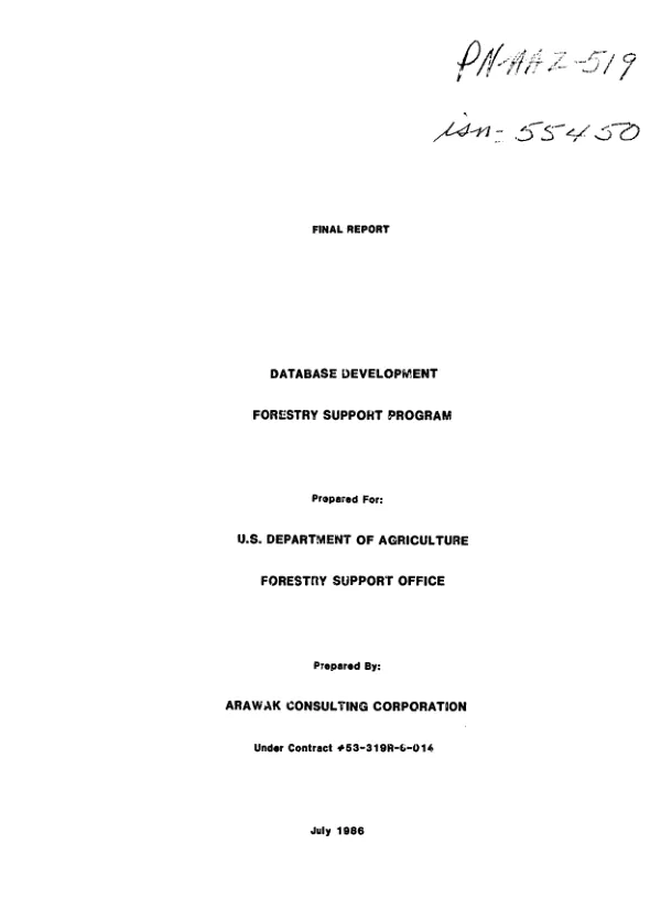 Final report : database development - forestry support program