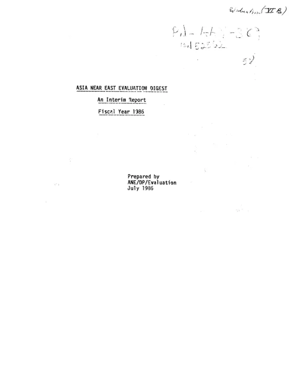 Asia Near East evaluation digest : an interim report, fiscal year 1986