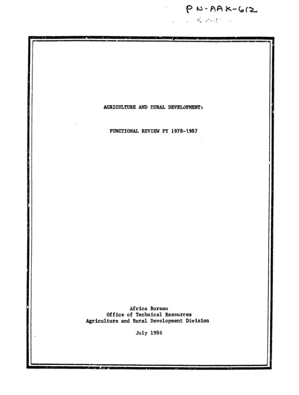 Agriculture and rural development : functional review FY 1978-1987