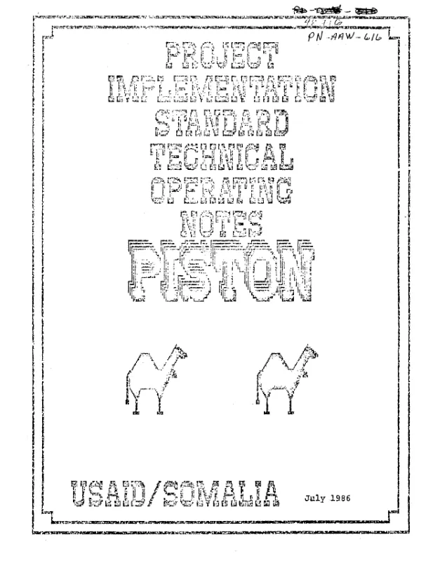 Project implementation standard technical operating notes (PISTON)