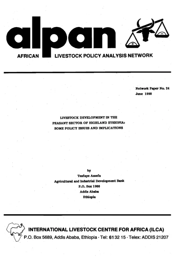 Livestock development in the peasant sector of highland Ethiopia : some policy issues and implications