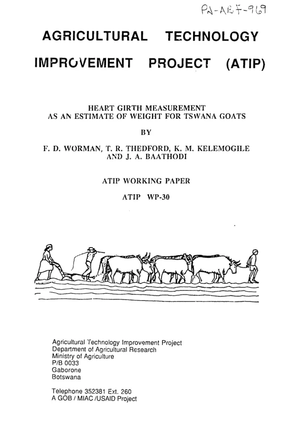 Heart girth measurement as an estimate of weight for Tswana goats