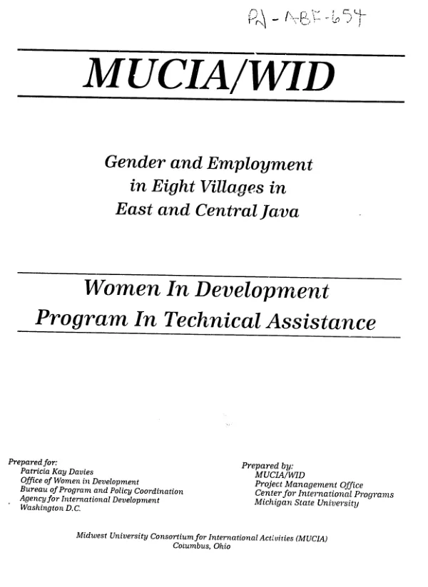 Gender and employment in eight villages in East and Central Java : final report