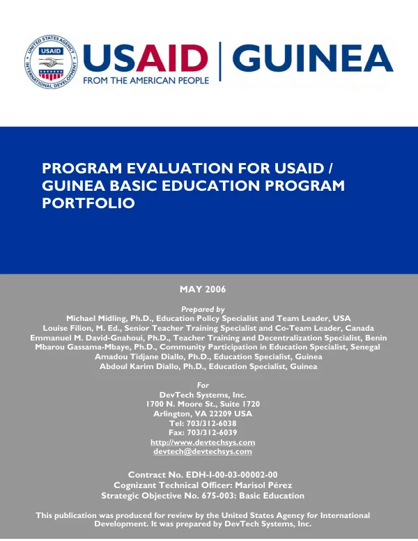 Program evaluation for USAID/Guinea basic education program portfolio