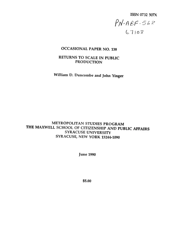 Returns to scale in public production