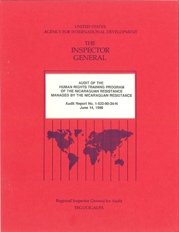 Audit of the human rights training program of the Nicaraguan resistance managed by the Nicaraguan Resistance