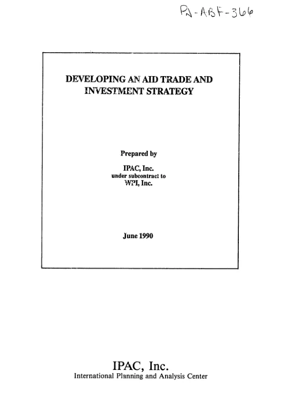 Developing an AID trade and investment strategy